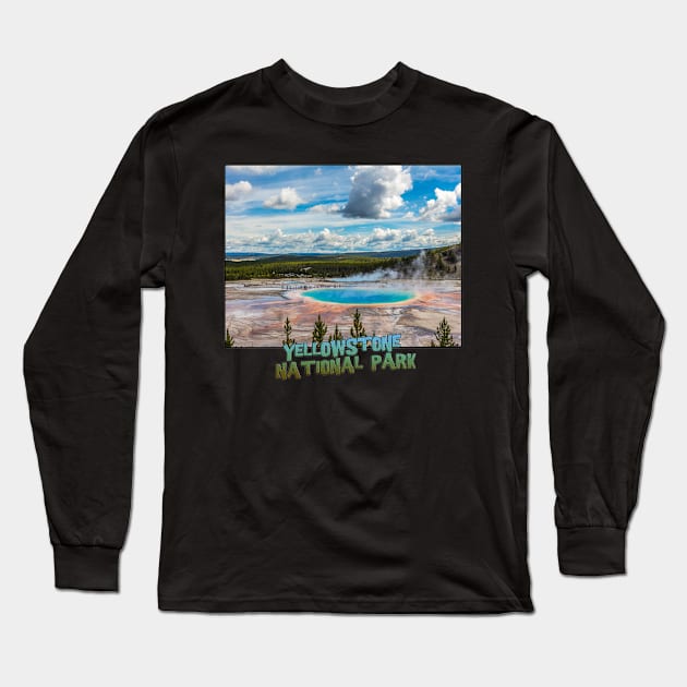 Wyoming State Outline (Yellowstone National Park) Long Sleeve T-Shirt by gorff